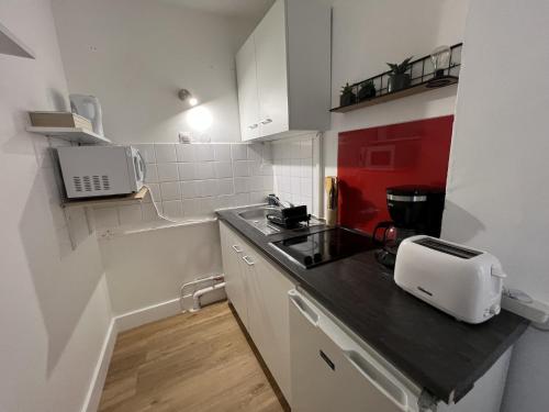 Il comprend une petite cuisine équipée d'un évier et d'un grille-pain. dans l'établissement Apartment in Le Mans near Old Town, au Mans
