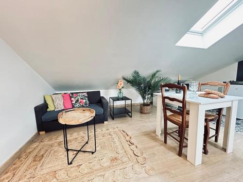 un salon avec un canapé et une table dans l'établissement Jonquille 9 trés cozy proche centre ville, à Reims