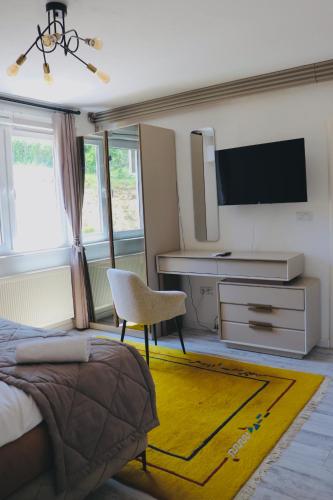 Televizorius ir (arba) pramogų centras apgyvendinimo įstaigoje Villa Saraj