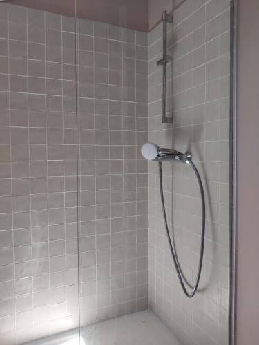 une douche avec pommeau de douche dans une salle de bain dans l'établissement La Maison sur Cour 
