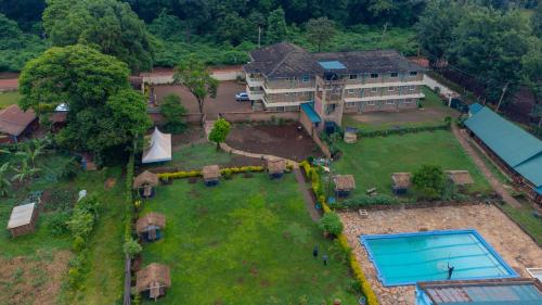 an aerial view of a resort with a swimming pool at Malava-K-Resort in Kakamega