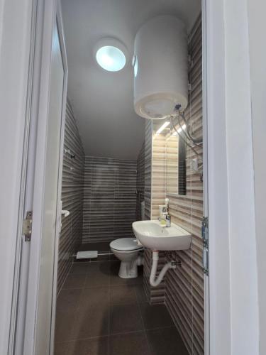 a bathroom with a sink and a toilet at Villa Boho Cherga in Belgrade