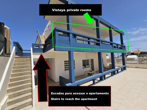 a view of a building with a red arrow pointing to the side at Blife Vistaya private rooms at Faro beach in Faro