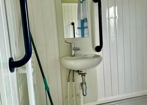Ένα μπάνιο στο 5 Minutes Walk From Beach , Accessible Pet Friendly Caravan With Hot Tub On Coastfields Holiday Village
