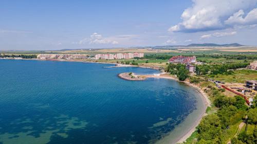 an aerial view of a large body of water at Seaview Young Family - Семейство на Черно море in Aheloy