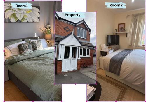 バーミンガムにあるThe Inn Premium Room For Family & Solo in Birminghamのベッドの上に家がある寝室の写真