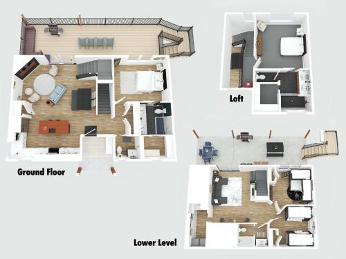 a floor plan of a house with diagrams at Grant's Point Lake House in Williamstown