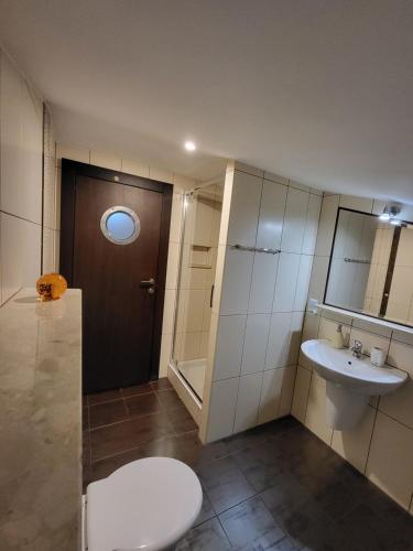 JózefówにあるKryształowa Józefówのトイレと洗面台付きのバスルーム