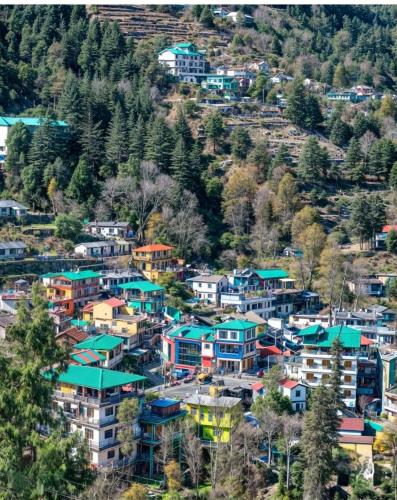 a group of houses on top of a hill at Ma Kokila Homestay in Munsyari