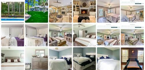 a collage of photos of a hotel room at Georgia's Nature Retreat On Old Mill Pond in Statesboro