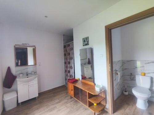 Koupelna v ubytování Dolistówka Apartamenty, pole namiotowe, balia z jacuzzi, ogród warzywny dla gości, plac zabaw dla dzieci