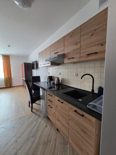 Kuchyň nebo kuchyňský kout v ubytování Apartamenty Zachodnia Przystań