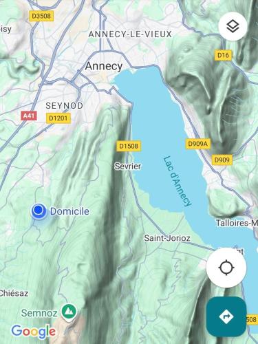une carte de la zone d'Amsey Le View dans l'établissement House near Annecy & Semnoz, à Quintal