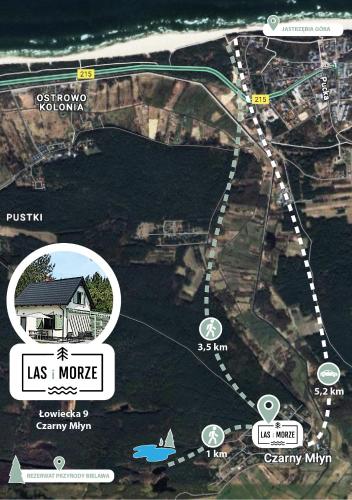 a map of the highway with a house on it at LAS i MORZE in Czarny Młyn
