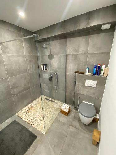 une salle de bain avec douche et toilettes dans l'établissement Kilono, à La Garde
