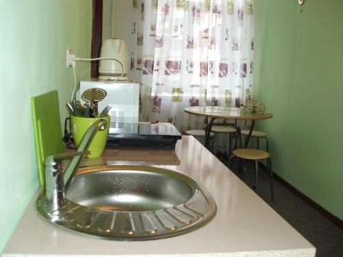 uma cozinha com um lavatório na bancada em Apartments 7-aya Krasnoarmeyskaya em São Petersburgo