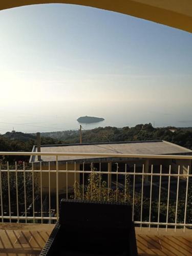 a balcony with a view of a roof at Villa bella Diamante in Diamante