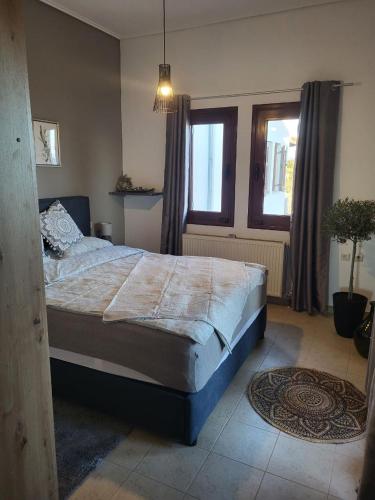 a bedroom with a large bed in a room at Villa Paradies in Káto Lekhónia
