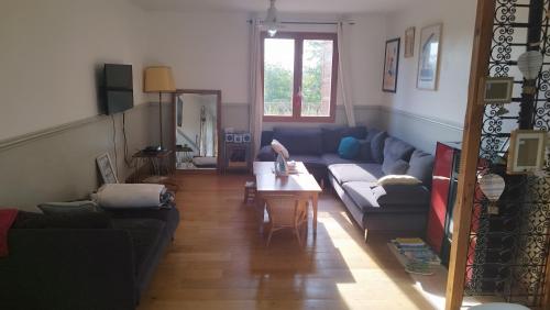 un salon avec un canapé et une table dans l'établissement LE Garden, à Albi