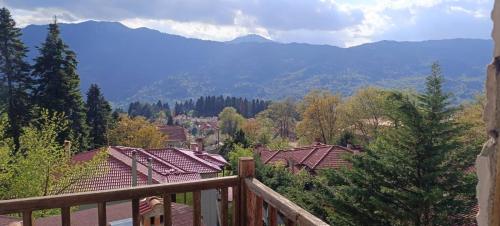 a view of a village with mountains in the background at Panorama Elati in Elati Trikalon