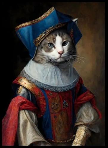 a cat dressed up in a suit and hat at Dans la Cité de Rocamadour L'Oustal de Beline in Rocamadour