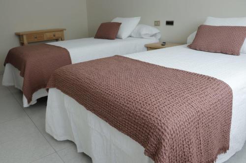 two beds sitting next to each other in a room at Hotel Alejandrina Poio in Poio