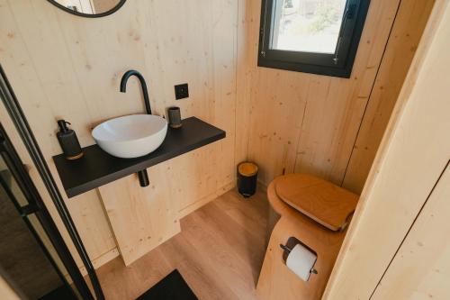 Bilik mandi di Parcel Tiny House Vallée, près de Verdun