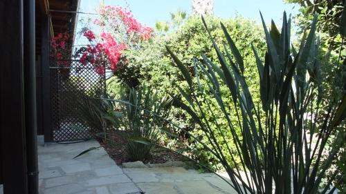 a garden with a fence and some plants at Hotel Rurale Orti di Nora & SPA in Santa Margherita di Pula