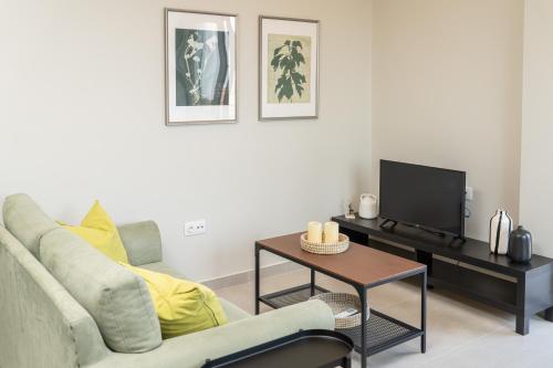Χώρος καθιστικού στο Tsimaras Sea View Apartment