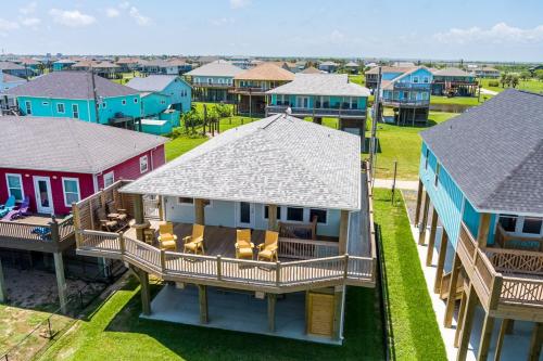 an aerial view of a village with houses at Breeze Easy home in Crystal Beach