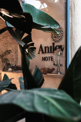 a close up of a bird perched on a plant at Hotel Anilevich Mansion in Beer Sheva