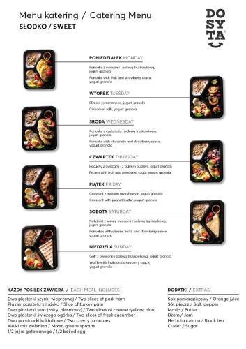 una captura de pantalla de un menú para un menú de catering en Mountain Shelter Apartments, en Zakopane