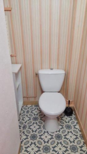 a bathroom with a white toilet in a room at Elegant T3 renove, wifi, 6 personnes max in Blois