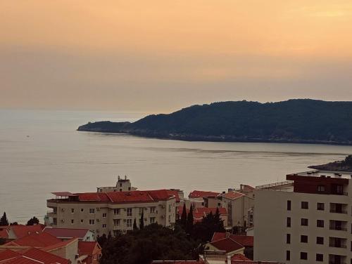 a city with a view of the water and buildings at Costal Retreat Budva in Becici