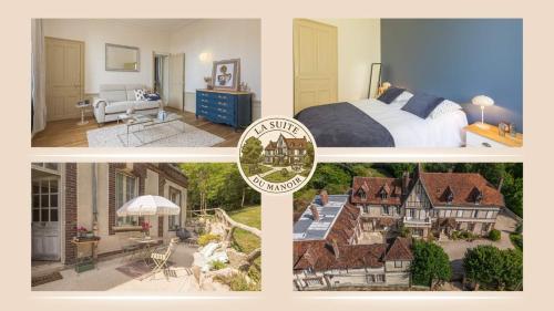 a collage of three pictures of a house at La Suite du Manoir - Champagne et Sérénité in Chappes