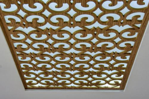 an ornate wooden pattern on a ceiling at La Villa Del Mar in Agadir
