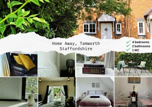 a collage of photos of a house at Home away Tamworth Staffordshire 4 Bedroom 3 Bathroom - Semi Detached House in Glascote