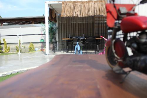 a close up of the front of a motorcycle at Olea Luxury Suites in Asprovalta