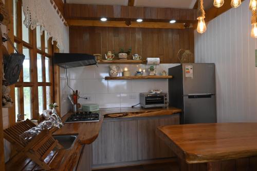 Dapur atau dapur kecil di Cabaña romántica