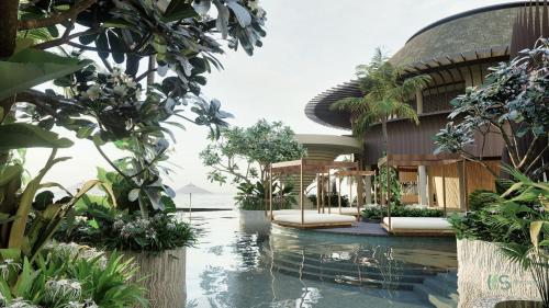 una representación de un complejo con piscina en Quenzo Beach Resort, en Padangbai