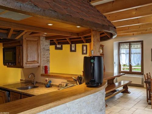 Dapur atau dapur kecil di Gîte rénové avec spa et jardin près de Besançon - FR-1-583-432