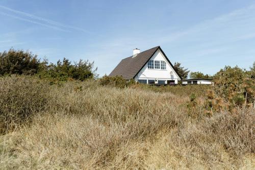 a house on top of a hill with tall grass at Atmosphere Close To Water Surrounded By Pines in Hvide Sande