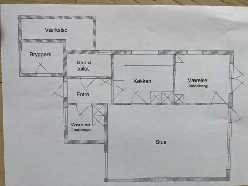 a drawing of a floor plan of a house at Holiday Home By The Water In Rødvig, Stevns in Rødvig