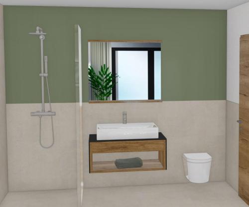 a bathroom with a sink and a mirror at Kristall Apartments in Neustift im Stubaital