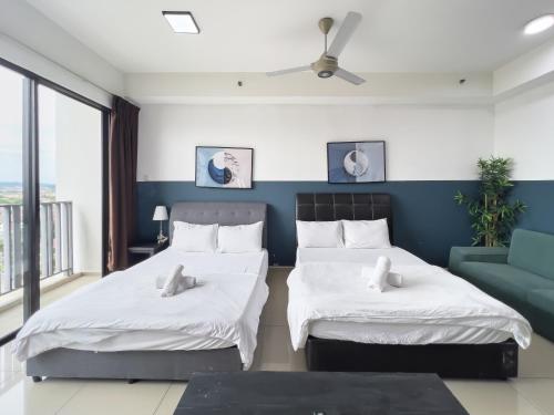 Кровать или кровати в номере I-City Luxury Condominiums, Shah Alam - Smarthome