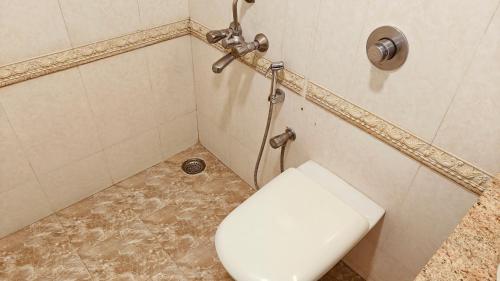 a bathroom with a toilet in a shower at Alps Residency - A Bergamont Hotel, Krishnagiri in Krishnagiri