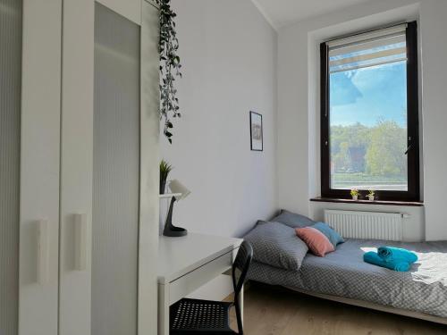 Ένα ή περισσότερα κρεβάτια σε δωμάτιο στο Alpha Room 10 min to Old Town Gdansk
