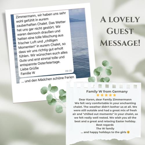 a guest message with a picture of the ocean at Chalet Oz in Vitznau