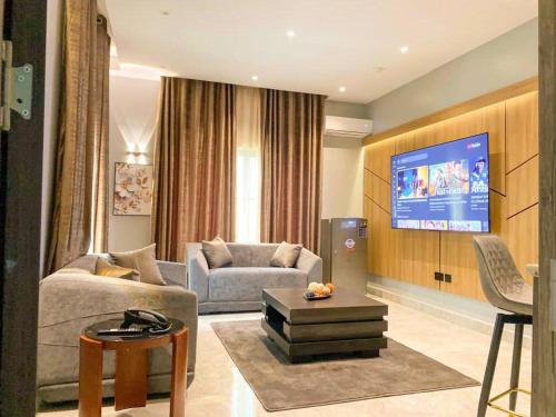 TV a/nebo společenská místnost v ubytování Edgewoodapartment