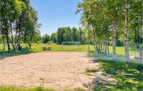 a soccer field with a goal in a park at Cozy Home In Örebro With Wifi in Örebro